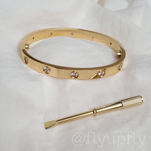 Bracelet 18k Gold Filled Screw Bangle - Picture 2 of 9